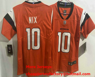Youth Denver Broncos #10 Bo Nix Orange Vapor Limited Stitched Jersey