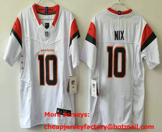 Youth Denver Broncos #10 Bo Nix White Limited White 2024 FUSE Vapor Jersey