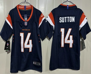 Youth Denver Broncos #14 Courtland Sutton Limited Navy Vapor Jersey