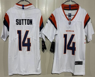 Youth Denver Broncos #14 Courtland Sutton Limited White Vapor Jersey