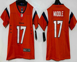 Youth Denver Broncos #17 Jaylen Waddle Limited Orange Vapor Jersey