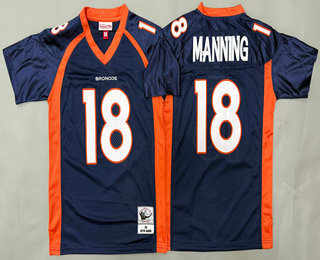 Youth Denver Broncos #18 Peyton Manning Navy 2015 Throwback Jersey