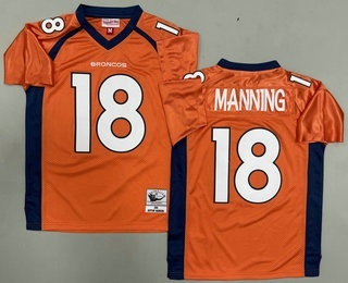 Youth Denver Broncos #18 Peyton Manning Orange 2015 Throwback Jersey