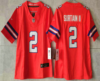 Youth Denver Broncos #2 Pat Surtain II Limited Orange Throwback FUSE Vapor Jersey