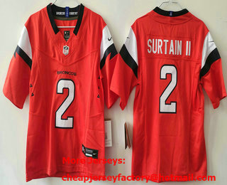 Youth Denver Broncos #2 Patrick Surtain II Limited Orange FUSE Vapor Jersey