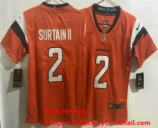 Youth Denver Broncos #2 Patrick Surtain II Limited Orange Vapor Jersey