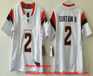 Youth Denver Broncos #2 Patrick Surtain II Limited White FUSE Vapor Jersey