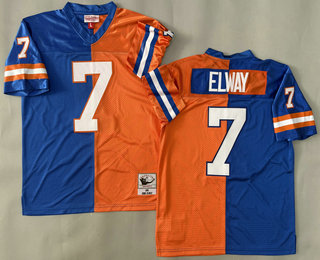 Youth Denver Broncos #7 John Elway Blue Orange 1990 Split Throwback Jersey