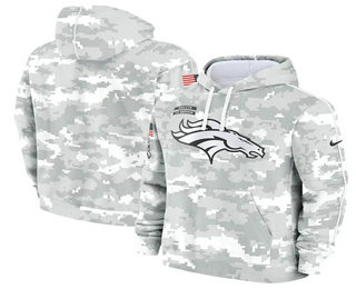 Youth Denver Broncos Arctic Camo 2024 Salute to Service Club Fleece Pullover Hoodie