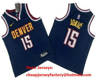 Youth Denver Nuggets #15 Nikola Jokic Navy Icon Swingman Jersey