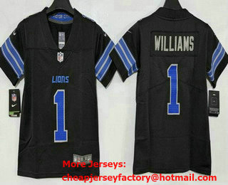 Youth Detroit Lions #1 Jameson Williams Limited Black Vapor Jersey