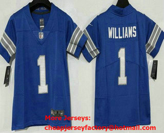 Youth Detroit Lions #1 Jameson Williams Limited Blue Vapor Jersey