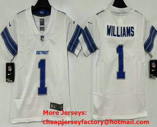 Youth Detroit Lions #1 Jameson Williams Limited White Vapor Jersey