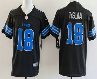 Youth Detroit Lions #18 Isaac TeSlaa Black Vapor Limited Stitched Jersey