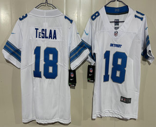 Youth Detroit Lions #18 Isaac TeSlaa White Vapor Limited Stitched Jersey