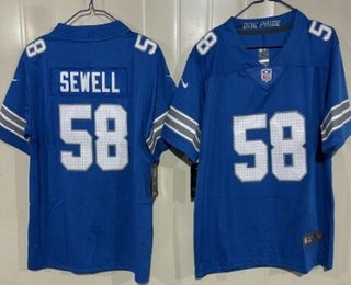 Youth Detroit Lions #58 Penei Sewell Limited Blue Vapor Jersey