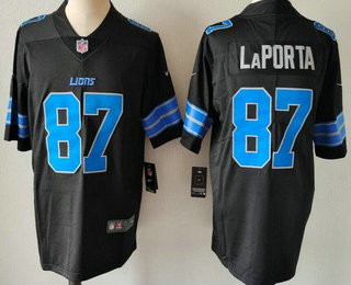 Youth Detroit Lions #87 Sam Laporta Limited Black Vapor Jersey