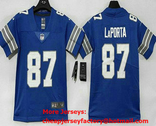 Youth Detroit Lions #87 Sam Laporta Limited Blue Vapor Jersey