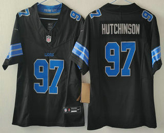 Youth Detroit Lions #97 Aidan Hutchinson Limited Black 2024 FUSE Vapor Jersey