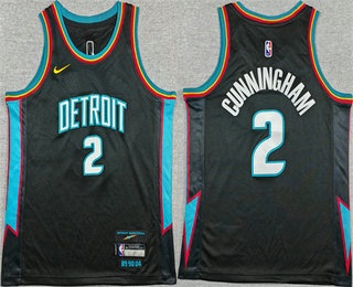 Youth Detroit Pistons #2 Cade Cunningham Black 2025 City Swingman Jersey