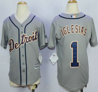 Youth Detroit Tigers #1 Jose Iglesias Grey Cool Base Jersey