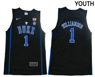 Youth Duke Blue Devils #1 Zion Williamson V Black 2017 College Basketball Nike Swingman Jersey