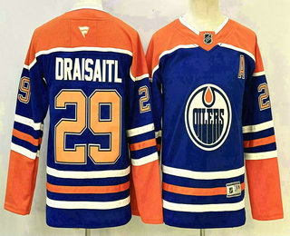 Youth Edmonton Oilers #29 Leon Draisaitl Navy Blue A Patch Stitched Jersey