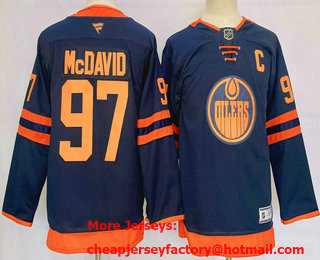 Youth Edmonton Oilers #97 Connor McDavid Navy Blue 2025 Stitched Jersey