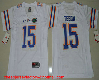 Youth Florida Gators #15 Tim Tebow White Stitched NCAA Nike College Football Jersey