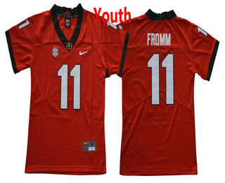 Youth Georgia Bulldogs #11 Jake Fromm Red Limited College Football Stitched Nike NCAA Jersey