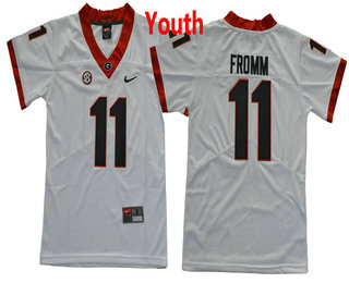 Youth Georgia Bulldogs #11 Jake Fromm White Limited College Football Stitched Nike NCAA Jersey