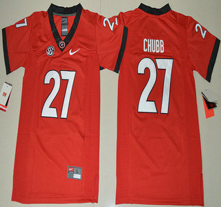 Youth Georgia Bulldogs #27 Nick Chubb Red Limited Stitched College Football Nike NCAA Jersey