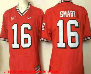 Youth Georgia Bulldogs Coach #16 Kirby Smart Red Stitched College Football Nike NCAA Jersey