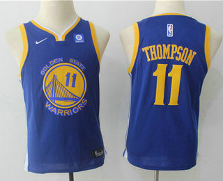 Youth Golden State Warriors #11 Klay Thompson Blue 2017-2018 Nike Swingman Rakuten Stitched NBA Jersey