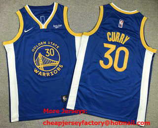 Youth Golden State Warriors #30 Stephen Curry Blue Icon Sponsor Swingman Jersey