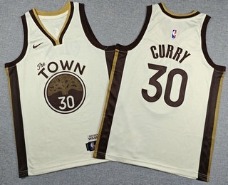 Youth Golden State Warriors #30 Stephen Curry Cream 2025 City Swingman Jersey