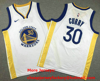 Youth Golden State Warriors #30 Stephen Curry White Icon Sponsor Swingman Jersey