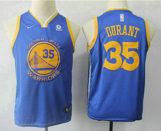 Youth Golden State Warriors #35 Kevin Durant Blue 2017-2018 Nike Swingman Rakuten Stitched NBA Jersey