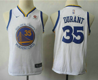 Youth Golden State Warriors #35 Kevin Durant White 2017-2018 Nike Swingman Stitched NBA Jersey