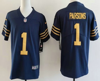 Youth Green Bay Packers #1 Micah Parsons Limited Navy Vapor Jersey
