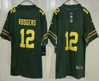 Youth Green Bay Packers #12 Aaron Rodgers Limited Green Alternate Vapor Jersey