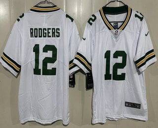 Youth Green Bay Packers #12 Aaron Rodgers Limited White Vapor Stitched Jersey