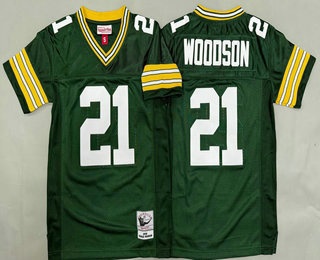 Youth Green Bay Packers #21 Charles Woodson Green 2010 Throwback Jersey