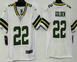 Youth Green Bay Packers #22 Matthew Golden Limited White Vapor Jersey