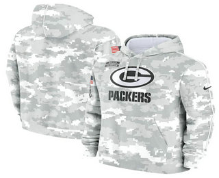 Youth Green Bay Packers Arctic Camo 2024 Salute to Service Club Fleece Pullover Hoodie