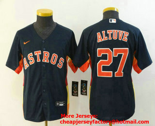 Youth Houston Astros #27 Jose Altuve Navy Blue Stitched MLB Cool Base Nike Jersey