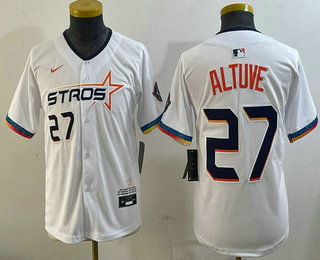 Youth Houston Astros #27 Jose Altuve White 2025 City Connect Limited Stitched Jersey