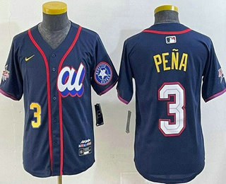 Youth Houston Astros #3 Jeremy Pena Navy 2025 All Star Limited Jersey