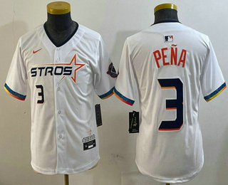 Youth Houston Astros #3 Jeremy Pena White 2025 City Connect Limited Stitched Jersey