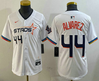 Youth Houston Astros #44 Yordan Alvarez White 2025 City Connect Limited Stitched Jersey